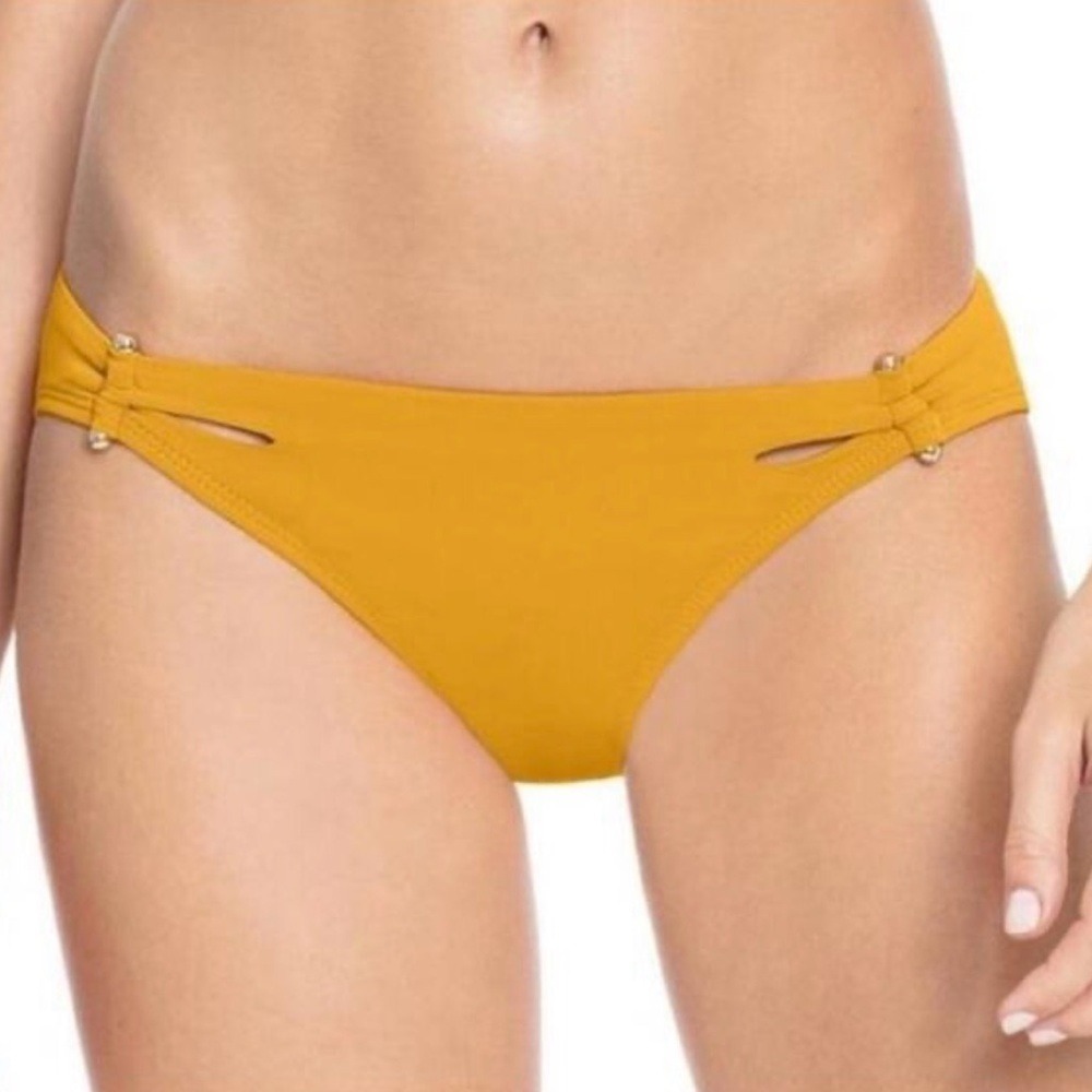 Robin Piccone Ava Luca Bikini Bottom Yellow/ Gold size Small Swim NEW